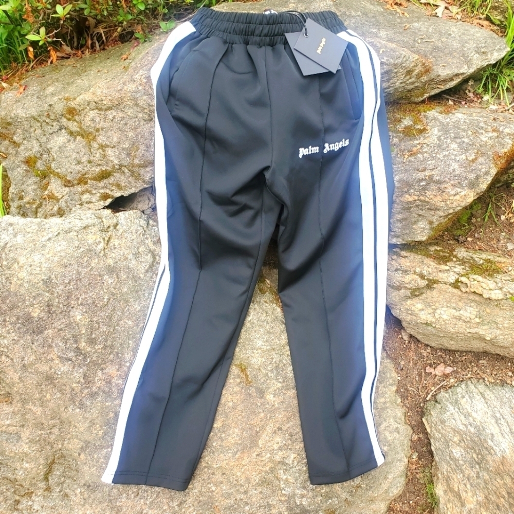 Mens Sz M Palm Angels Track Pants Stripe Black And White